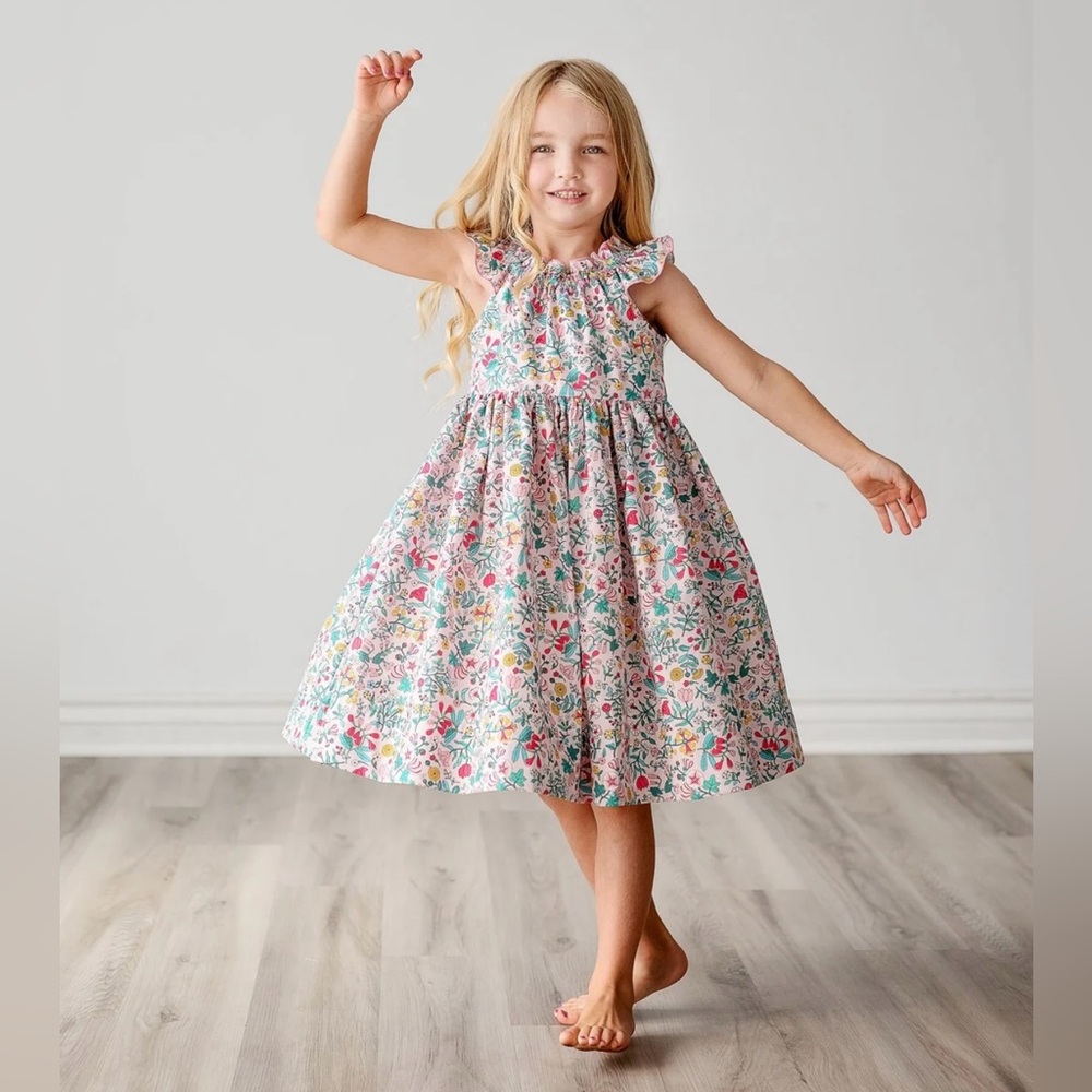 Tommy Bahama girl size 6 floral line‎ ruffle sleeveless dress with back bow